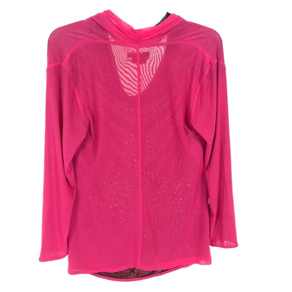 NWT Womens Size Small Simon Change Hot Pink Drape Neck Mesh Pullover Blouse Top - Picture 3 of 3